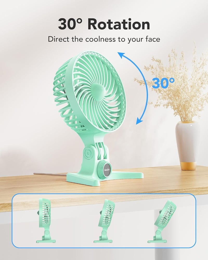 AaoLin USB Desk Fan, Small Fans with CVT Variable Speeds, Strong Cooling Airflow, Quiet Portable, Desktop Mini Personal Table Fan for Room, Home, Office, Bedroom, Green - Image 4